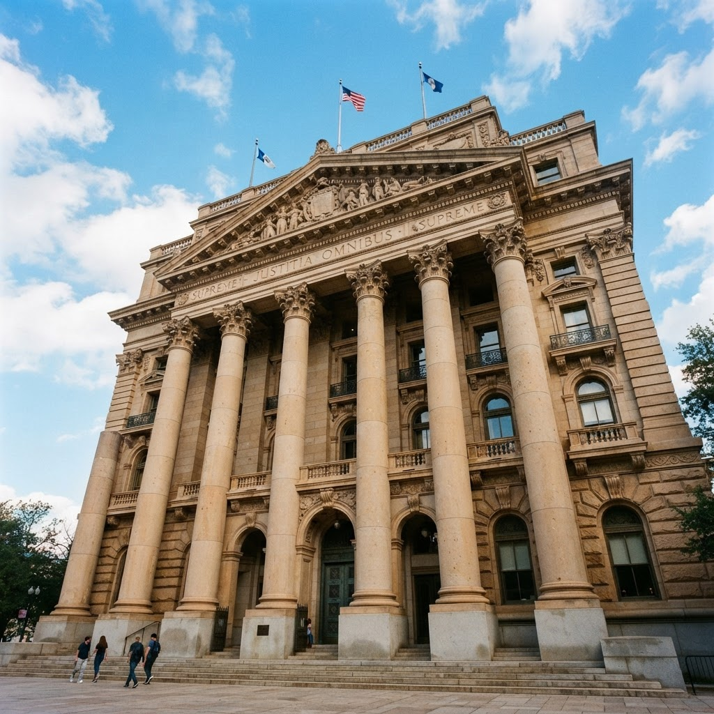 Grand classical institutional building with stone columns